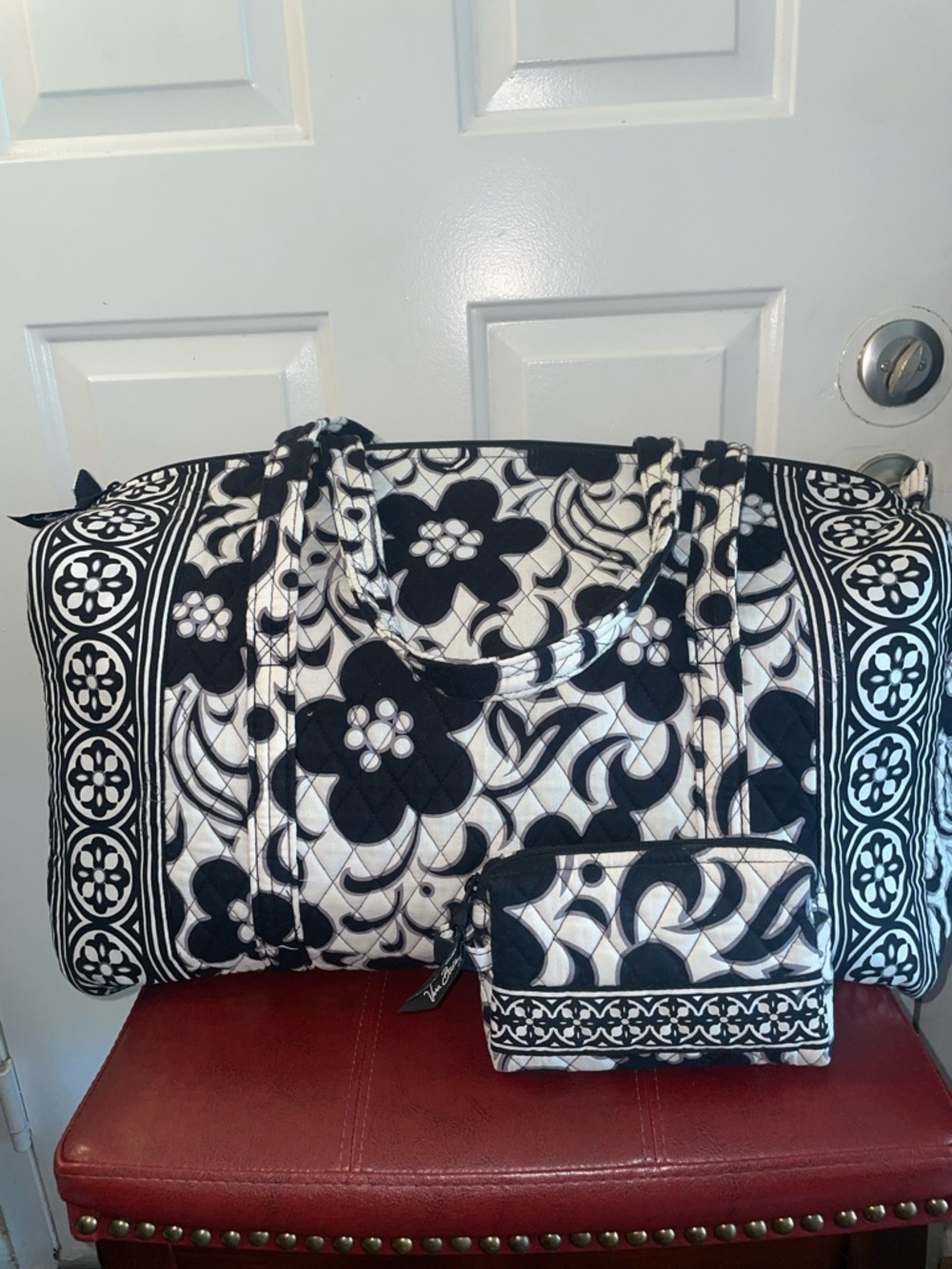 Vera Bradley Black and White Floral Tote and make up bag.